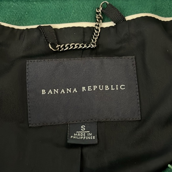 Banana Republic Women's Long Wool Blend Coat Green Collarless | S - Picture 4 of 9